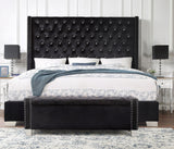 ELENA Black Velvet 52" Wide Storage Bench