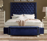 ELENA Blue Velvet 52" Wide Storage Bench
