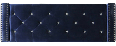 ELENA Blue Velvet 52" Wide Storage Bench
