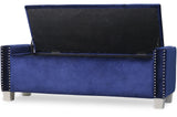 ELENA Blue Velvet 52" Wide Storage Bench