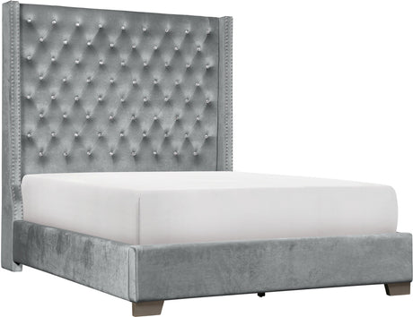 ELEINA Gray Velvet 68" Height Bed