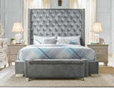 ELENA Gray Velvet 52" Wide Storage Bench