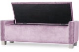 ELENA Pink Velvet 52" Wide Storage Bench