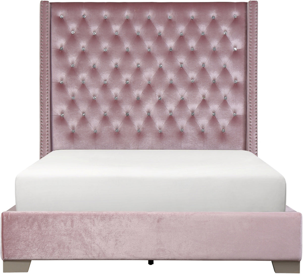 ELEINA Pink Velvet 72" Height Bed