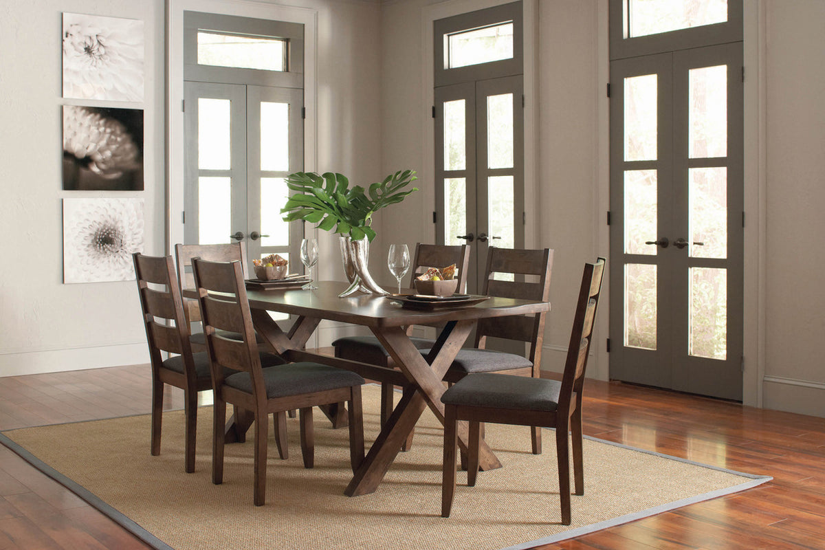 ELISUM Rustic Brown Trestle 7 Piece Dining Set