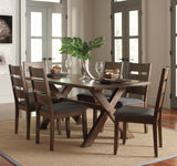ELISUM Rustic Brown Trestle 7 Piece Dining Set