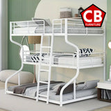 ELMCREEK White Full over Twin over Queen Triple Platform Bunk Bed