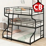 ELMCREEK Black Full over Twin over Queen Triple Platform Bunk Bed