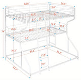 ELMCREEK White Full over Twin over Queen Triple Platform Bunk Bed