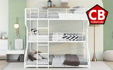 ELMCREEK White Full over Twin over Queen Triple Platform Bunk Bed