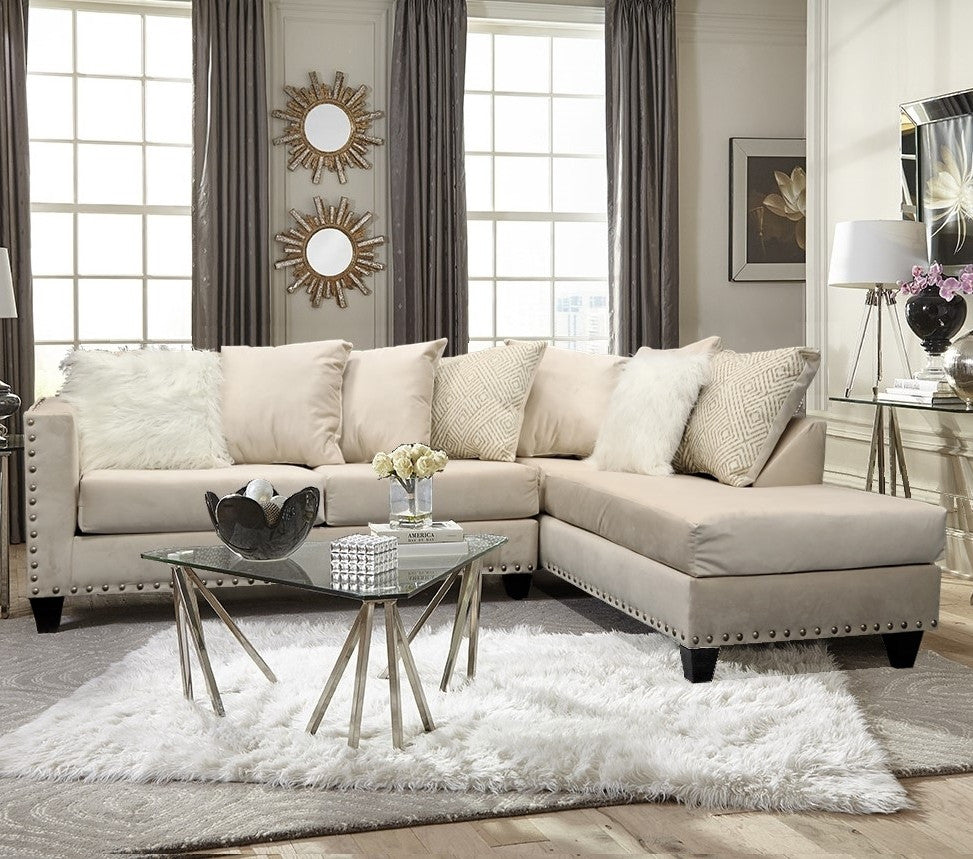 ELMIRA Cream Velvet 104" x 78" Sectional