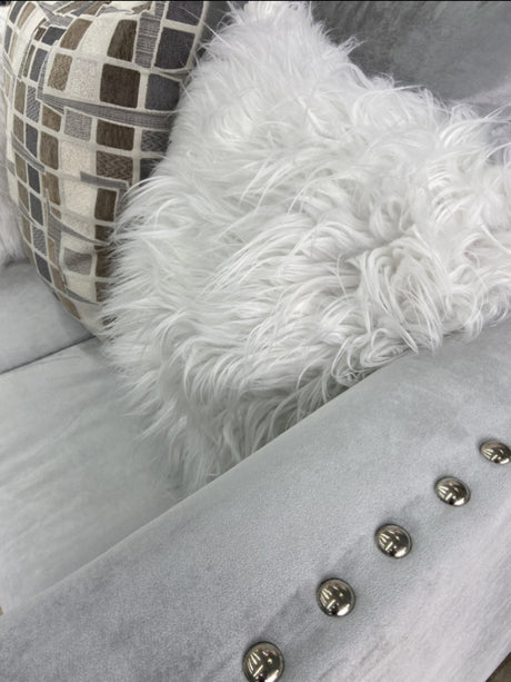 ELMIRA Silver Velvet Sofa & Loveseat