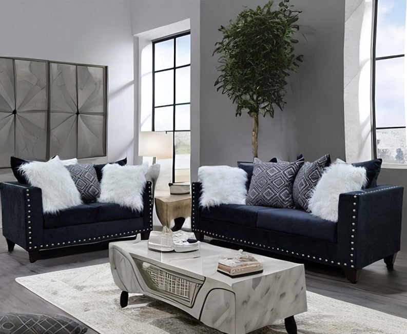 ELMIRA Black Velvet Sofa & Loveseat