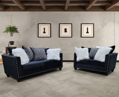 ELMIRA Black Velvet Sofa & Loveseat