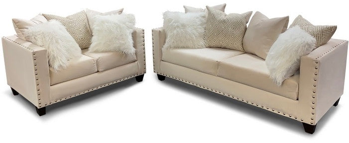 ELMIRA Cream Velvet Sofa & Loveseat