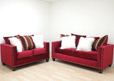 ELMIRA Red Velvet Sofa & Loveseat