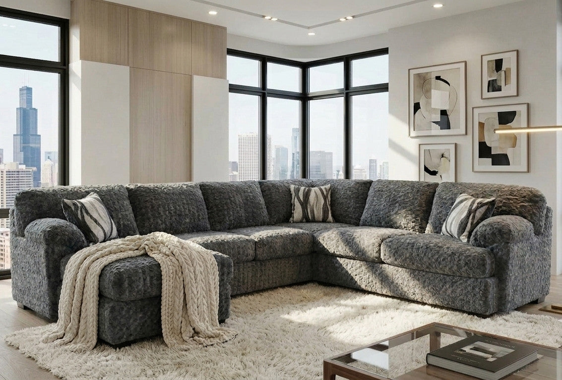 ELMPINE Gray 133" x 87" Oversized Sectional