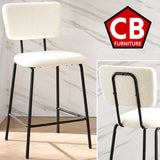 ELMWAY White Boucle/Sherpa 19" Wide Counter Height Bar Chair
