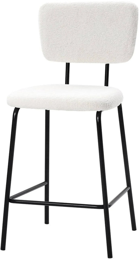 ELMWAY White Boucle/Sherpa 19" Wide Counter Height Bar Chair