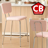 ELMWAY Pink Boucle/Sherpa 19" Wide Counter Height Bar Chair