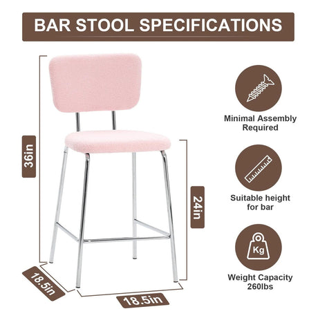 ELMWAY Pink Boucle/Sherpa 19" Wide Counter Height Bar Chair