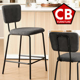 ELMWAY Dark Gray Boucle/Sherpa 19" Wide Counter Height Bar Chair
