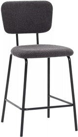ELMWAY Dark Gray Boucle/Sherpa 19" Wide Counter Height Bar Chair