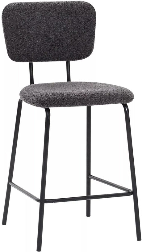 ELMWAY Dark Gray Boucle/Sherpa 19" Wide Counter Height Bar Chair