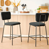 ELMWAY Black Boucle/Sherpa 19" Wide Counter Height Bar Chair