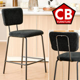 ELMWAY Black Boucle/Sherpa 19" Wide Counter Height Bar Chair