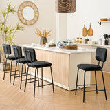 ELMWAY Black Boucle/Sherpa 19" Wide Counter Height Bar Chair