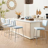 ELMWAY Blue Boucle/Sherpa 19" Wide Counter Height Bar Chair