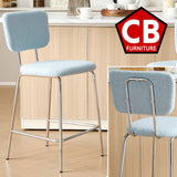 ELMWAY Blue Boucle/Sherpa 19" Wide Counter Height Bar Chair