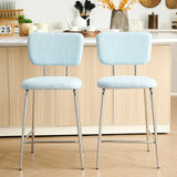 ELMWAY Blue Boucle/Sherpa 19" Wide Counter Height Bar Chair