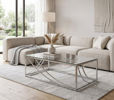 ELSEE Chrome 47" Width x 24" Depth Coffee Table