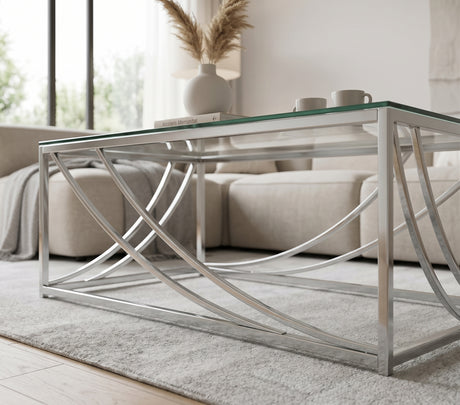 ELSEE Chrome 47" Width x 24" Depth Coffee Table