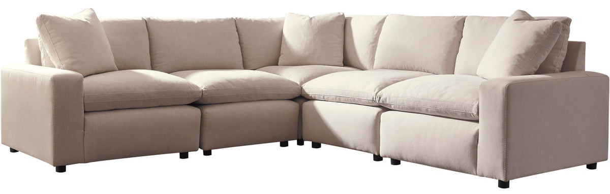 ELVINA Ivory 114" x 114" Five Piece Sectional
