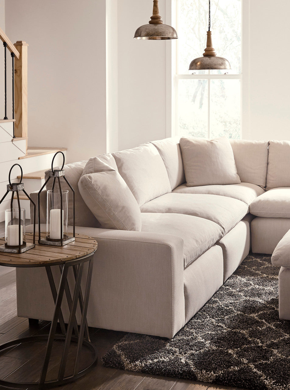 ELVINA Ivory 114" x 114" Five Piece Sectional