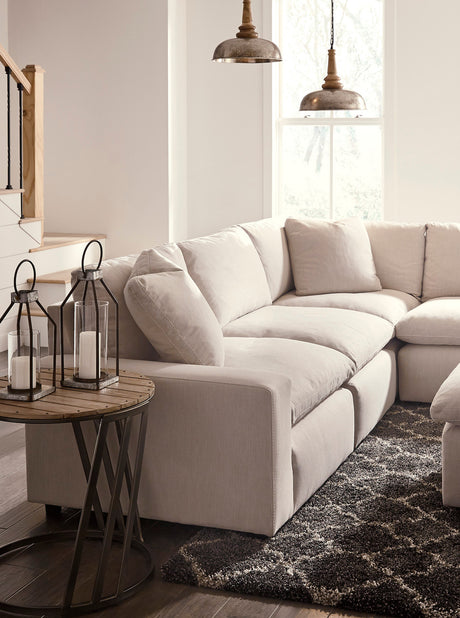 ELVINA Ivory 114" x 114" Five Piece Sectional