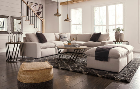 ELVINA Ivory 114" x 114" Five Piece Sectional