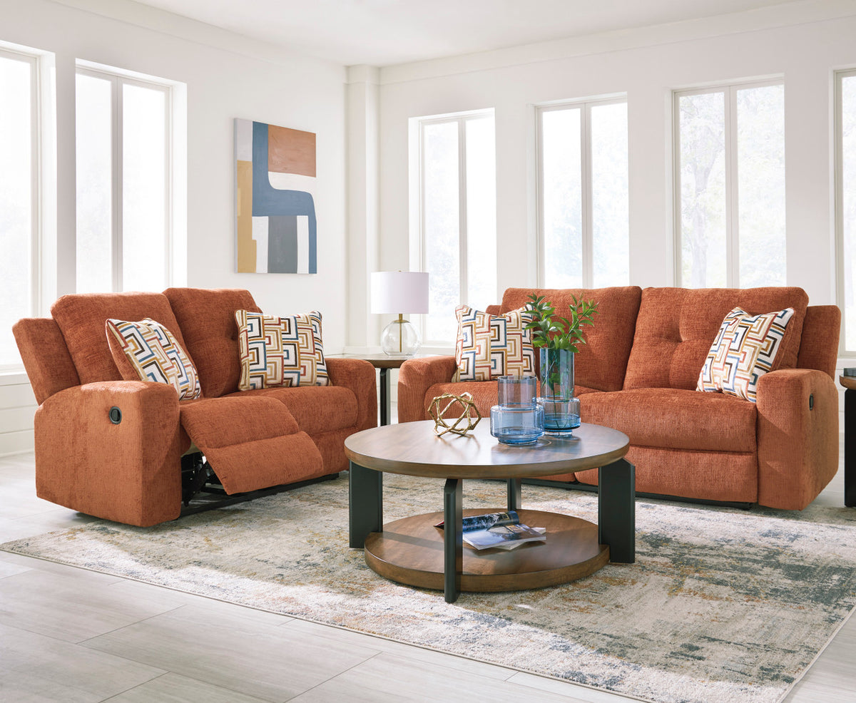 EMBASSY Spice Orange Reclining Sofa & Loveseat