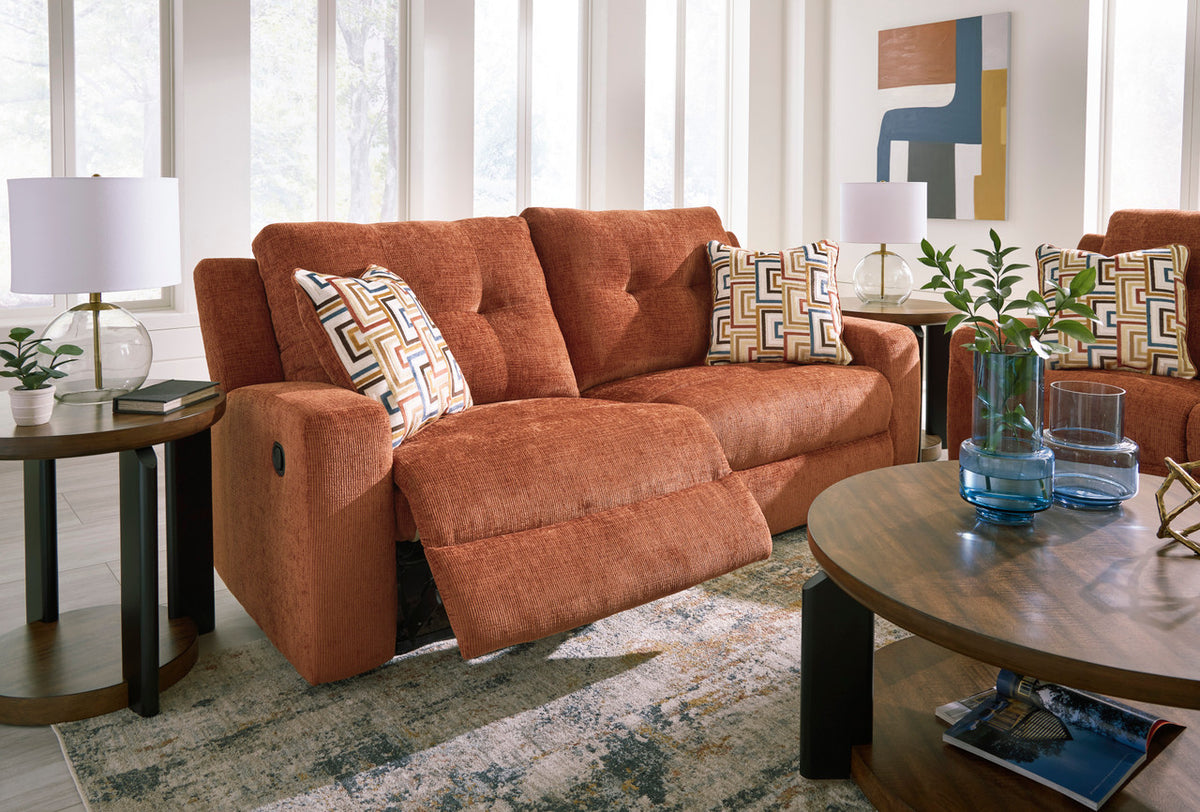 EMBASSY Spice Orange Reclining Sofa & Loveseat