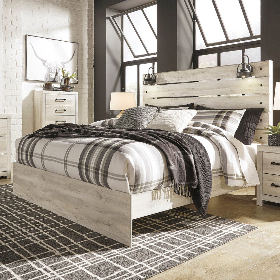 EMEK White 61" Height Bed with LED Light Sconces