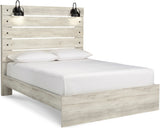 EMEK White 61" Height Bed with LED Light Sconces