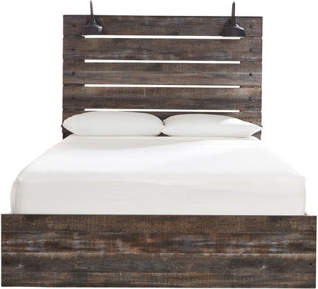 EMEK Brown 61" Height Youth Bed with LED Light Sconces