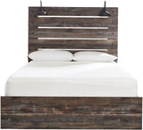 EMEK Brown 61" Height Bed with LED Light Sconces