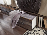 EMEK Brown 61" Height Storage Platform Bed with LED Light Sconces