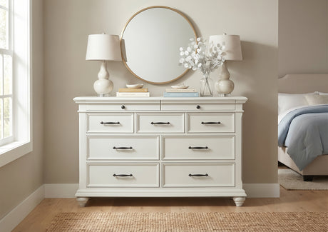 EMERSEN White 62" x 38" Height Dresser with Jewelry Drawers