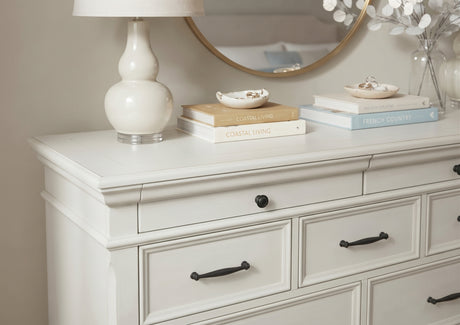 EMERSEN White 62" x 38" Height Dresser with Jewelry Drawers