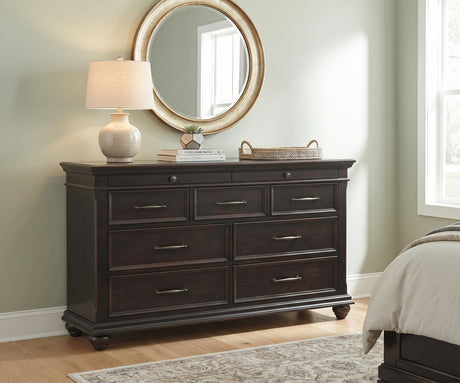 EMERSEN Antique Black 62" x 38" Height Dresser with Jewelry Drawers